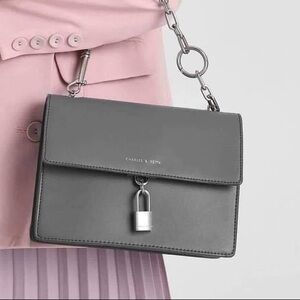 Charles & Keith Chain Handle Lock Crossbody Bag
